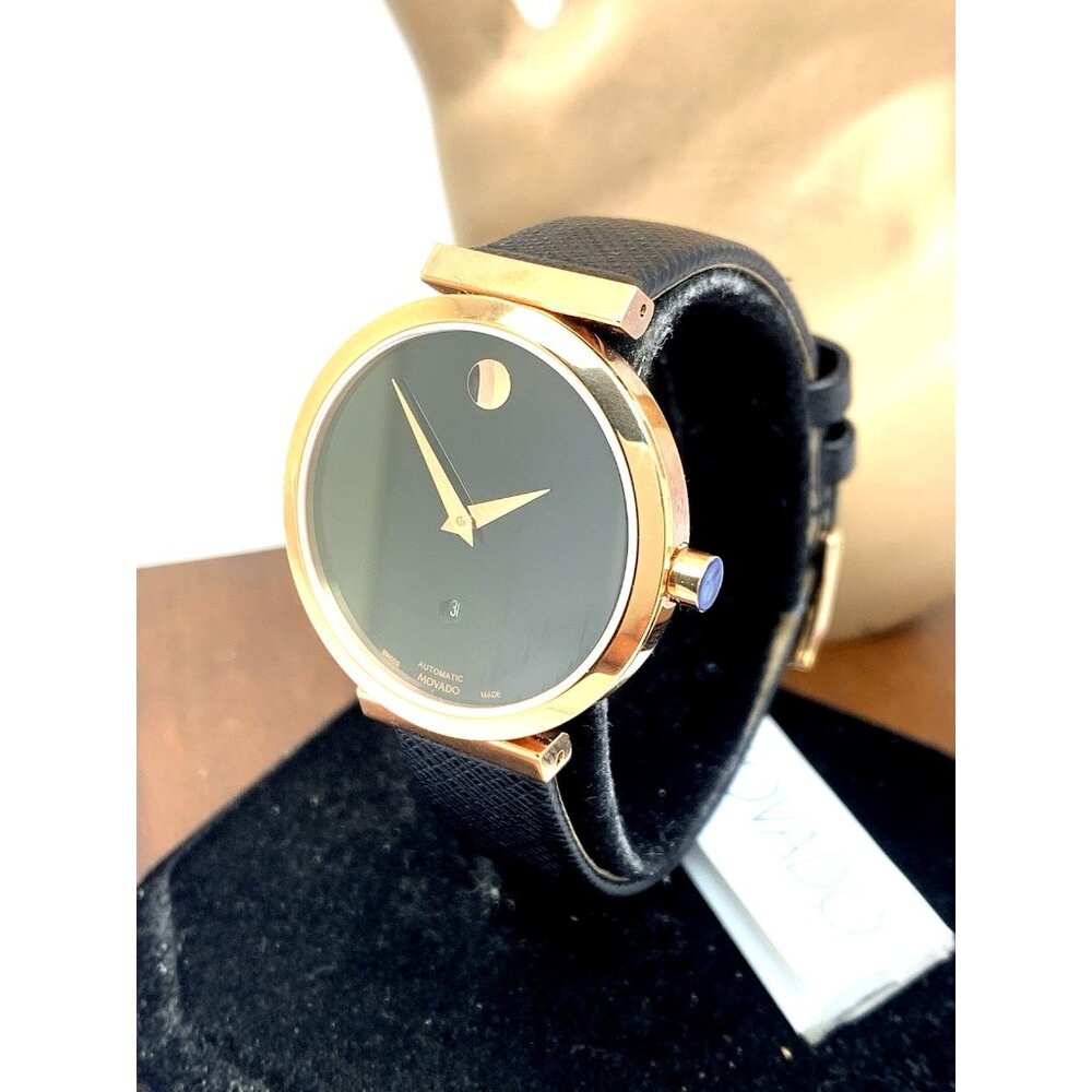 Movado Women's Watch 0607677 Museum Rose Gold Black Dial Swiss Automatic 32mm